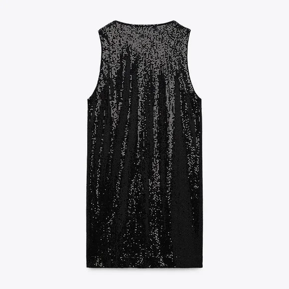 Zara Sparkly Vest Mini Dress Black NWT - Picture 5 of 5